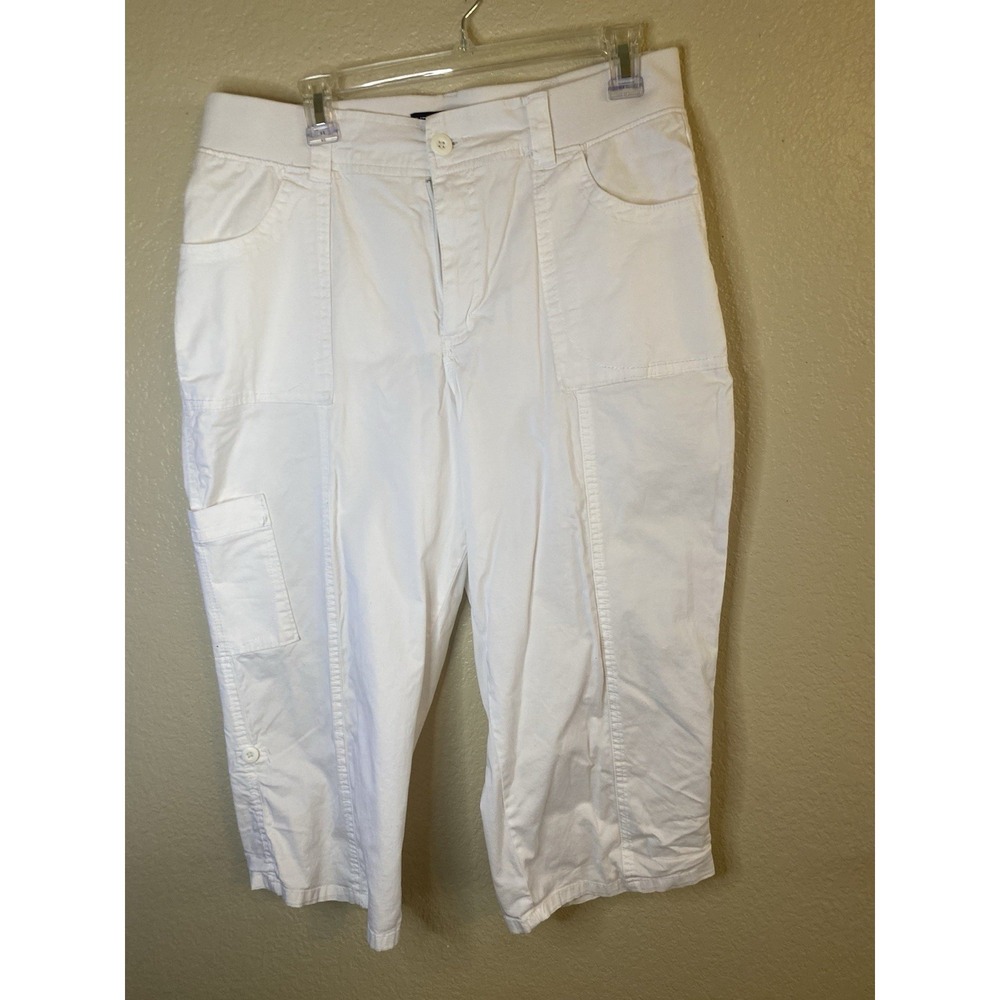 Women's cuffed capri pants sz stretch solid white